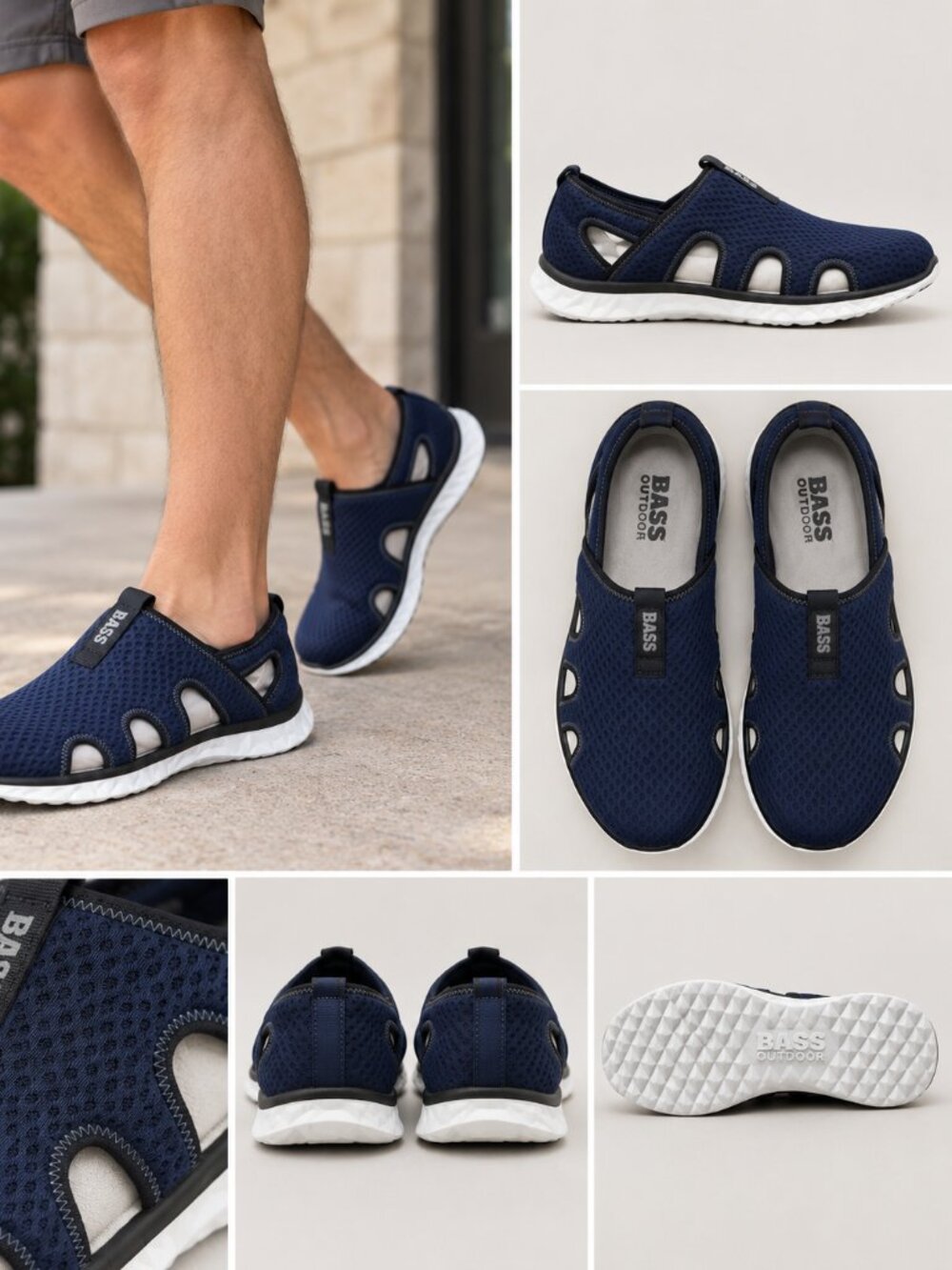 Bass Outdoor Navy Slip On Shoes